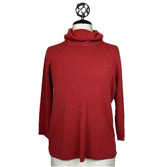 Double D Ranch Wear Turtleneck Sweater‎ Sz M Knit Red Linen Blend Western Boho - Picture 1 of 12